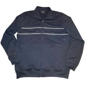 Express Men Black Vintage Retro Y2K Track Jacket Size Large Flawed READ